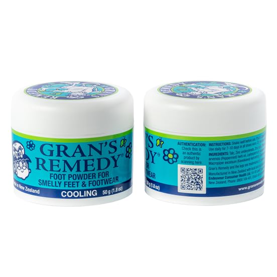 Gran's Remedy Natural Shoe Deodorizer and Foot Odor Eliminator Powder for Men, Women, and Kids, Absorb Sweat and Moisture, Neutralize Smelly Odors, Cooling