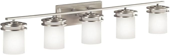 Kichler Hendrik 43" 5 Light Vanity Light with Light Umber Etched Glass Olde Bronze®