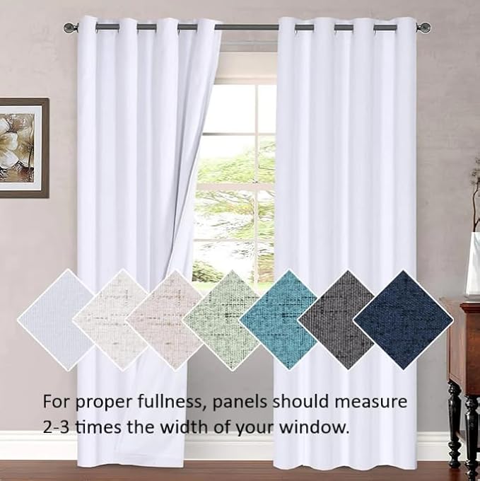 H.VERSAILTEX White Curtains for Bedroom Thermal Insulated Room Darkening Living Room Curtains Grommet Privacy Protection Window Curtain Panels/Drapes for Nursery, 2 Panels, 42x84 Inches, Pure White