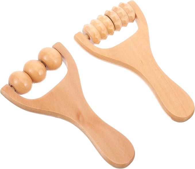2pcs Wooden Massage Rollers Trigger Point Roller Muscle Relaxation Bead Massage Tools for Neck Back Leg Foot Arm