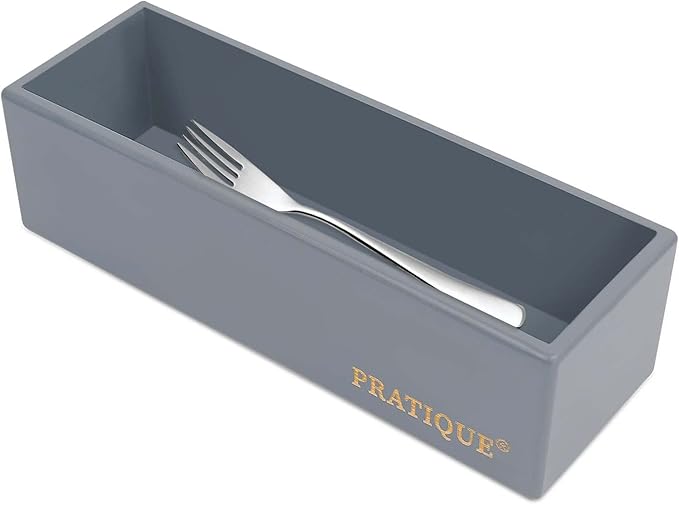 Bamboo Drawer Organizer - Kitchen Utensil Organizer Silverware Tray Cutlery Holder,Office Desk Supplies and Accessories,8.9 * 3 * 2.6,Grey