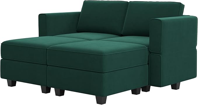 Belffin Modular Sectional Sofa with Reversible Chaise L Shaped Couch with Ottoman Modular Sofa Couch with Storage for Small Space Green