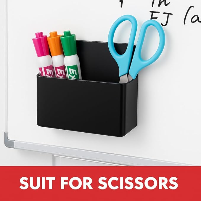 BEYGORM 2 Pack Plastics Magnetic Pen Holder for Refrigerator, Dry Erase Marker Holder for Whiteboard,Magnet School Locker Organizer Accessories, Pencil Cup, Pen Caddy, Classroom Organization(Black)