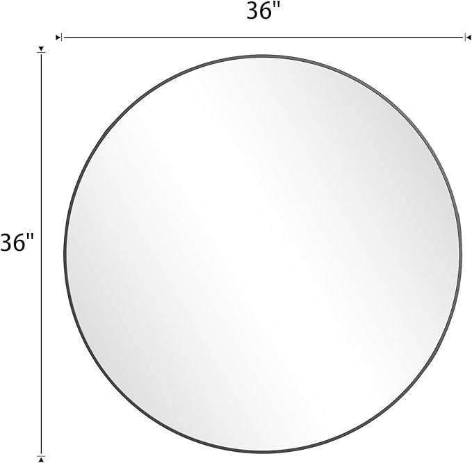 BEAUTYPEAK 40 Inch Round Mirror, Metal Frame Circle Mirror, Wall Mounted for Entryway, Bathroom, Vanity, Living Room, Black