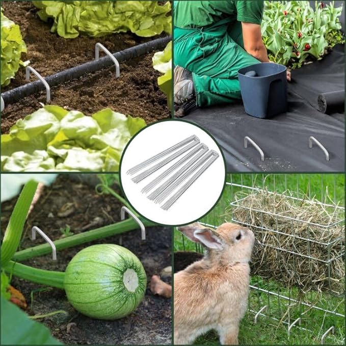 FEED GARDEN 6 Inch 50 Pack Hot-dip Galvanized Landscape Staples Plant Cover Stakes 11 Gauge Tent Stakes Garden Stakes Landscaping Fabric SOD Pins Yard Stakes for Decoration Weed Barrier Fabric