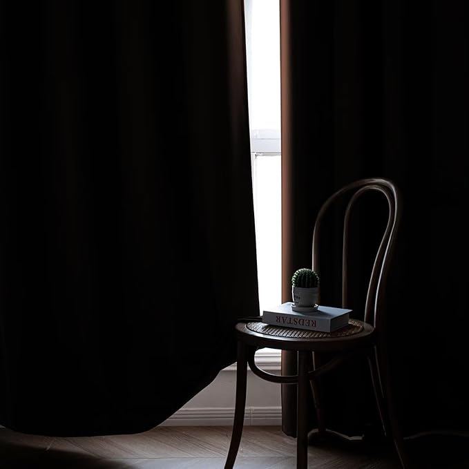 Blackout Curtains Custom Size for Bedroom 1 Panel, Thermal Insulated Blackout Curtains, Solid Grommet Privacy Room Darkening Drapes for Living Room Window (Customsize, Chocolate)