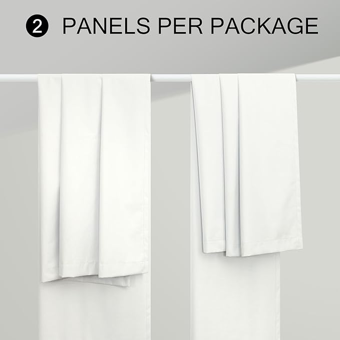 Floor to Ceiling Curtains 108 Inch Length 2 Panel for Living Room Divider Blackout Linen Elegant Opaque Privacy Insulating Thermal Tall Drape for Picture Window 52 Wide Extra Long 9FT Ivory Off White