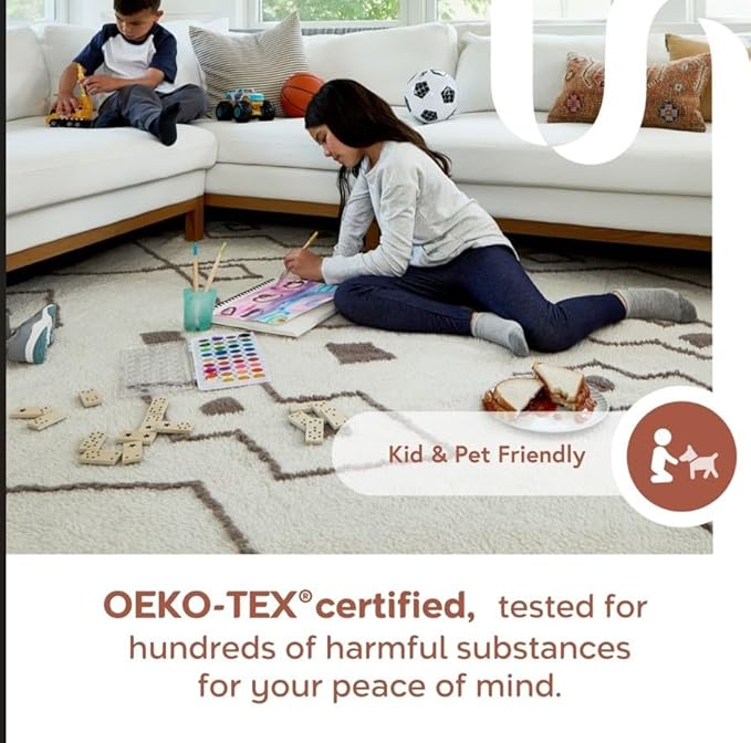 nuLOOM 5' x 8' Cozy Plush Area Rug, Machine Washable, Non-Slip, Soft Fluffy Shag Carpet for Living Room Bedroom Kids Room Nursery Home Decor, Jeni Taupe
