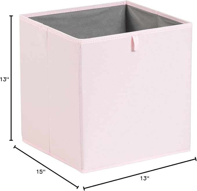Amazon Basics Cube Organizer Bins, Collapsible Storage Baskets for Shelves, Peony Pink, Pack of 6, 13x15x13"