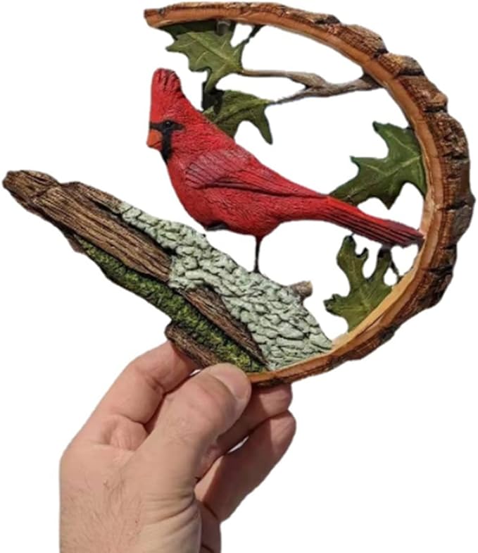 Cardinal Wood Carving - Handmade 'Cardinals Appear When Angels are Near', Unique Original Art Carving Work Statue Decor Small Animal Sculpture Art Wood Miniature