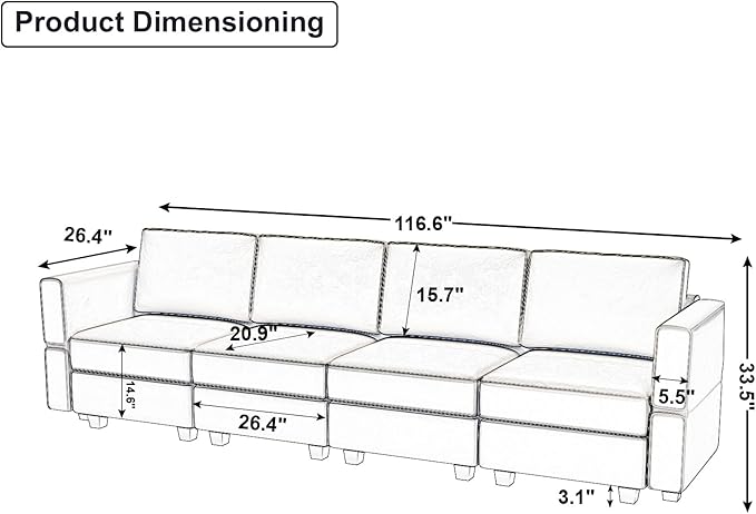 Belffin Modular Sofa Couch with Storage Seats Sectional Sofa Velvet Sofas for Living Room Blue