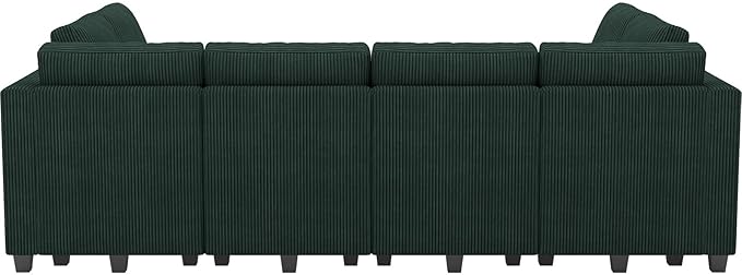 Belffin Oversized 12 Seat Modular Sectional Sleeper Sofa Convertible Sleeper Sectional Sofa with Storage Seat Large Corduroy Modular Couch for Living Room Green