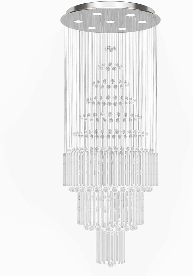 D24''XH86'' Large Chandeliers Modern Pendant Chandelier Lighting Raindrop Crystal Chandelier Flush Mount Ceiling Light for Entryway Staircase Hotel Lobby