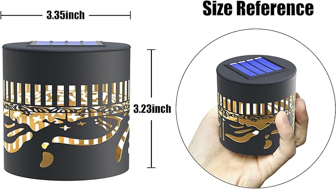 4 Pack Solar Fence Lights Metal Solar Powered Outdoor Wall Deck Step Lights Sun Moon Theme Waterproof Fence Light for Garden Post Patio Backyard Yard Decor, Gardening Gifts for Women Mom Grandma