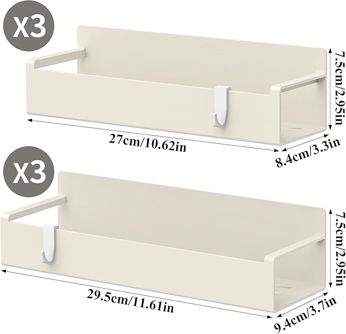 6 Pack Magnetic Spice Rack Organizer for Refrigerator and Oven, Cream White Fridge Organizers and Storage for Kitchen