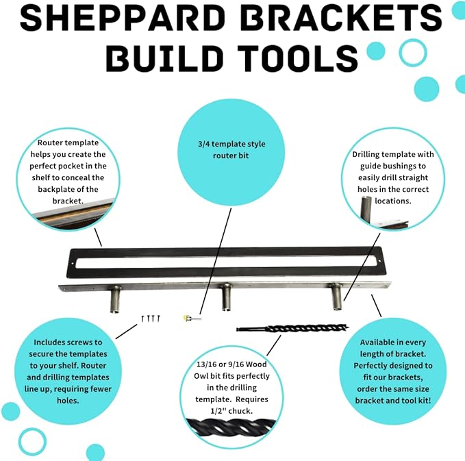 Floating Shelf Brackets - Sheppard Brackets - Easy Install - Heavy Duty (40 inch Build Kit)