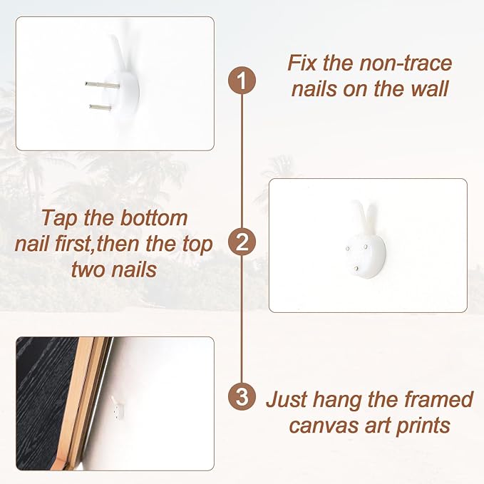 Aurlan Tropical Beach Sunset Framed Wall Art(16"x24"), 3PCS Coastal Ocean Island Canvas Artwork, Vintage Seascape Landscape Scenery Decor Prints for Office Home