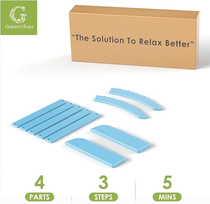 GREENVINES Adirondack-Ottoman | HDPE Plastic | Outdoor Footrest | All Weather | Foot Rest | Foot Stool | Arctic | for Adirondack Chair | for Patio Backyard Pool