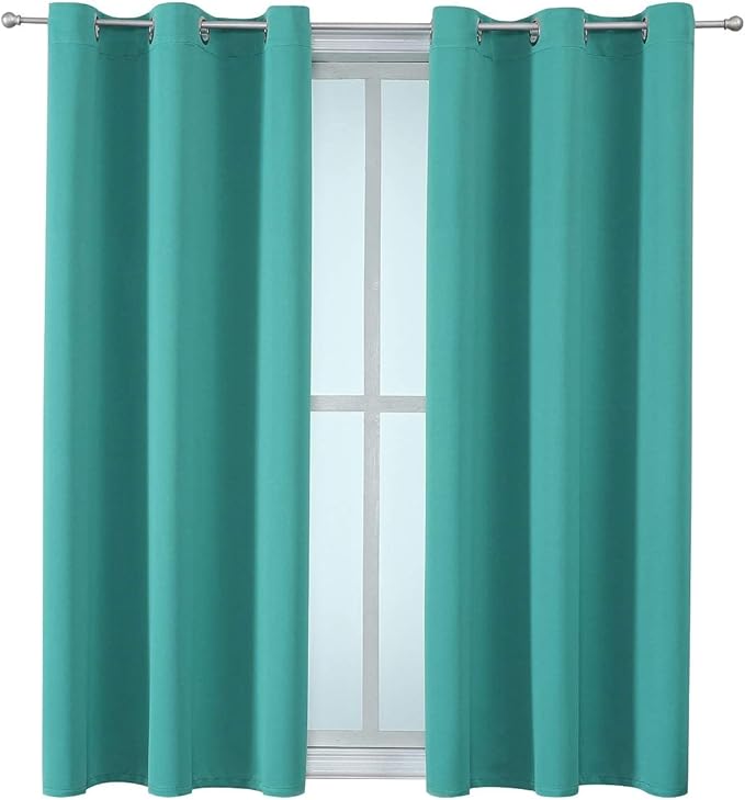 ChrisDowa Grommet Room Darkening Curtains for Bedroom and Living Room - 2 Panels Set Thermal Insulated Blackout Curtains (Teal, 42W x 63L)