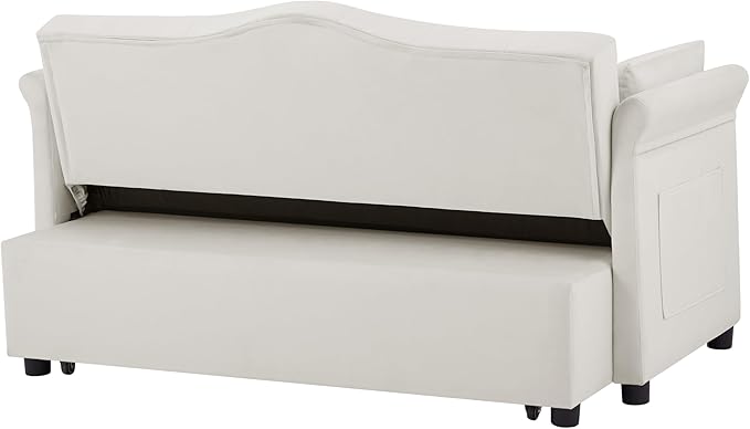 58" Velvet Sofa Bed, 3-in-1 Convertible Pull-Out Sleeper Sofa & Couch with Storage Bag and Adjustable Backrest,Perfect for Small Spaces, Living Room, or Office