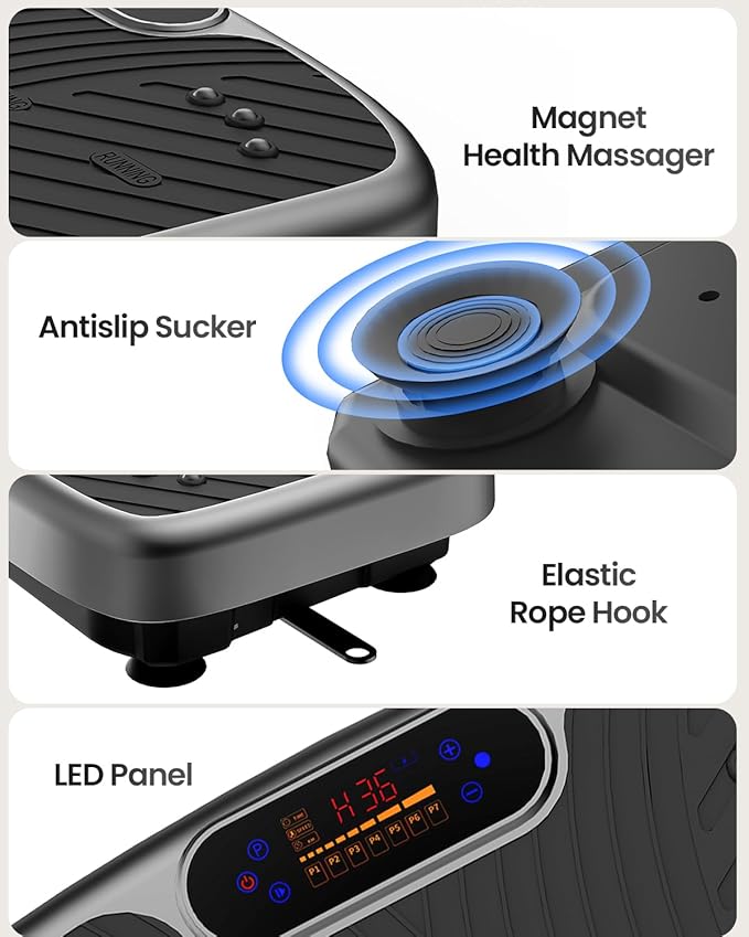 Vibration Plate Exercise Machine, Vibration Plate Platform for Lymphatic Drainage, 200 Adjustable Speeds Power Shaping Vibrating Plate Helps Weight Loss, Shaping, Max Weight 450 Lbs