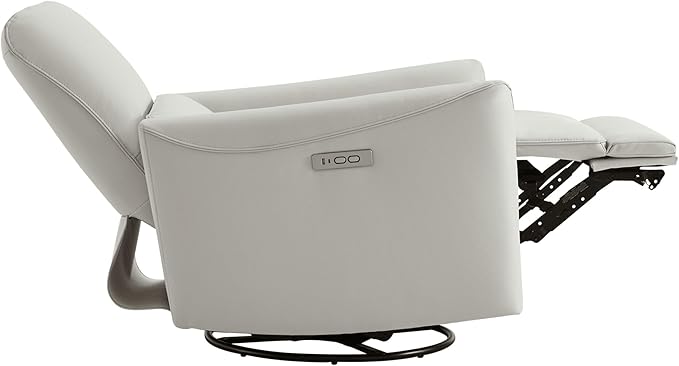 CHITA Power Recliner Chair Swivel Glider, FSC Certified Upholstered Faux Leather Living Room Nursery Reclining Sofa Chair with Lumbar Support, Cream