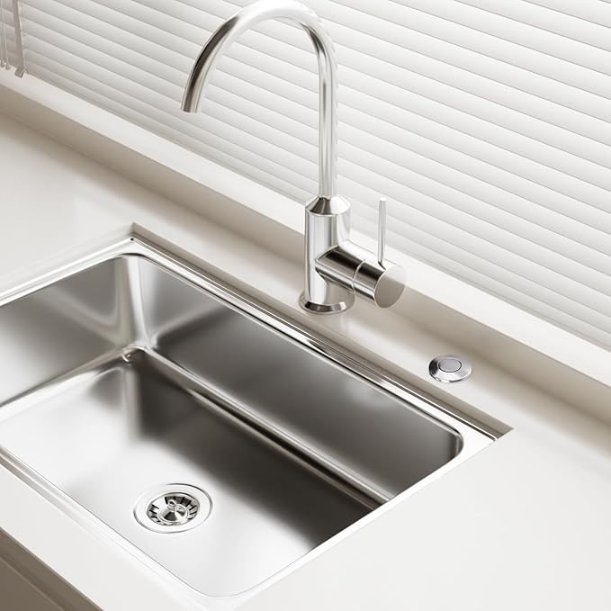 APIELE Garbage Disposal Air Switch Kit, Sink Top Push Button Switch for Food Waste Disposer, UL Listed 3.6" Long On/Off Air Button (Glossy Stainless Steel)