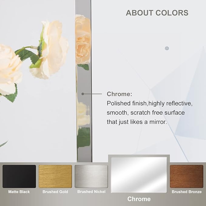 ANDY STAR Chrome Bathroom Mirror, 24x36 Inch Polished Chrome Oval Mirror for Bathroom with Stainless Steel Metal Frame, Oblong Mirror for Living Room, Entryway