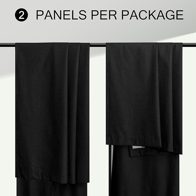 102 Inch Curtains Black Out Linen Blackout Curtains for Bedroom Aesthetic 2 Panel Long Drapes Large Window Sun Light Blocker Custom Made Size Thermal Insulated Curtains for Living Room 52x102 Length