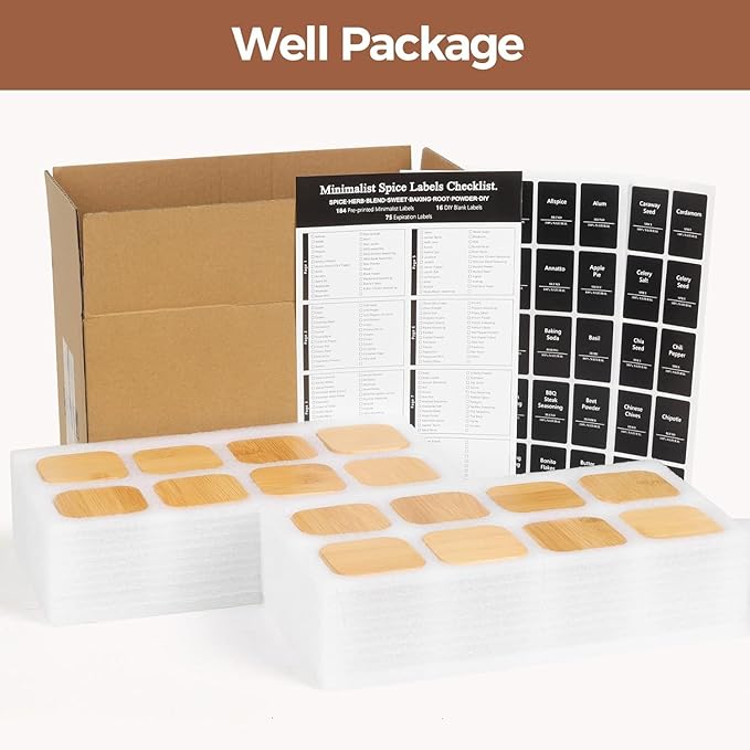 ComSaf Spice Jars with Labels 4 oz 6Pack, Small Spice Containers Starter Set, Glass Seasoning Jars with Lids, Square Seasoning Containers for Salt, Pepper, Chili Powder, Sugar, Ginger Ground, Cumin