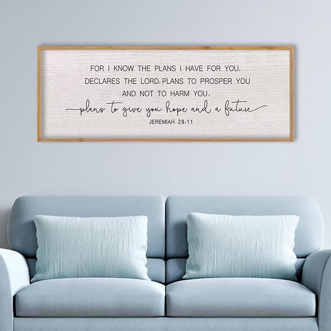 LuZhiQiang Bible Verse Jeremiah 29:11 Wall Art 40"x15" Large Scripture Christian Blessing Decor Plans To Give You Hope And A Future Sign (Wood)