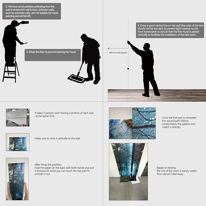 Forest Landscape Wall murals Woodland Tree Peel and Stick Wallpaper for Bedroom Living Room - 85"x118"