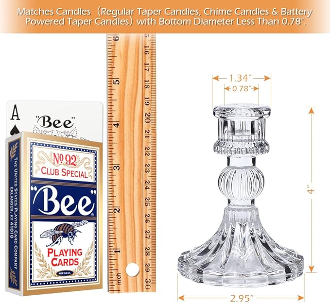 Candlestick Holders Set, 4" H Taper Candle Holders Bulk, 12Pcs Glass Candle Holders for Wedding, Festival, Party & Windowsill Decor