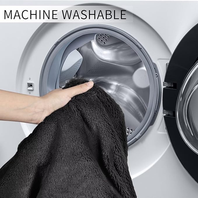 Bean Bag Chair for Adults 5FT,Soft Removable Cover for Teens/Girls Bedroom,Fluffy Giant Round Floor Beanbag Lounger Chairs (No Filler,Black)