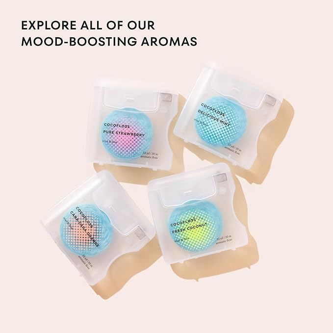 Cocolab Woven Dental Floss, Dentist-Designed Oral Care, Coconut Scent, Waxed, Expanding, Vegan, Kid-Friendly String Floss with Coconut Oil, 1 Spool (33 yd)