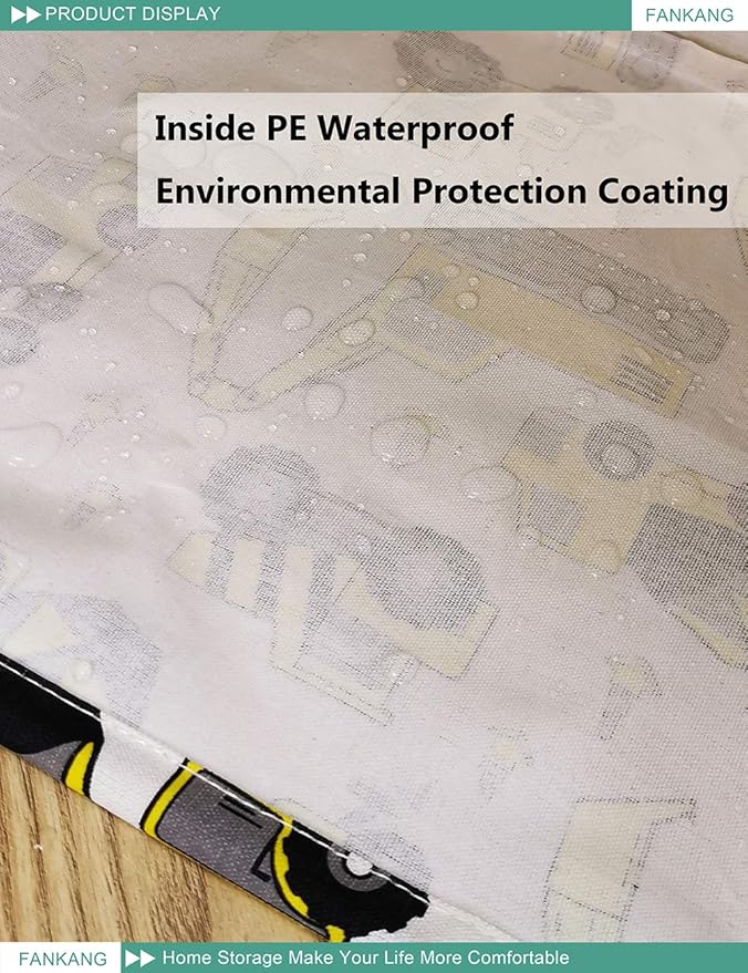 FANKANG Square Nursery Hamper Storage Bins Canvas Laundry Basket Foldable with Waterproof PE Coating Storage Baskets Gift Baskets for Children, Office, Bedroom, Clothes(Square-Engineering )