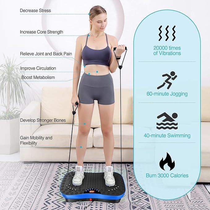 AXV Vibration Plate Exercise Machine Whole Body Workout Portable Mini Vibrate Fitness Platform Lymphatic Drainage Machine for Weight Loss Shaping Toning Wellness Home Gyms Workout (Mini)