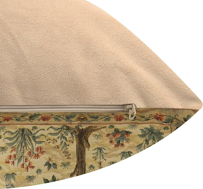 Charlotte Home Furnishings Throw Pillow Covers, Decorative Boho Pillow Covers for Couch, Light Tree of Life Square Cushion Cases 18x18 in, European Cotton Jacquard Woven for Cozy Bedroom Decor