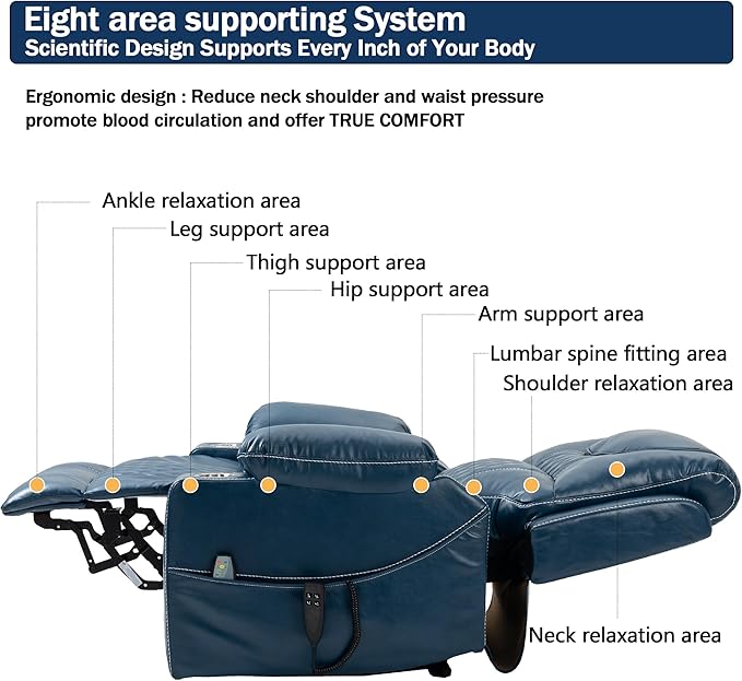 Dual Motor Power Lift Recliner Chair for Adults Elderly, Lay Flat Faux Leather Recliners with Massage Heating, Infinite Position, 2 Cup Holders, 2 Side Pockets, Up to 400LBS