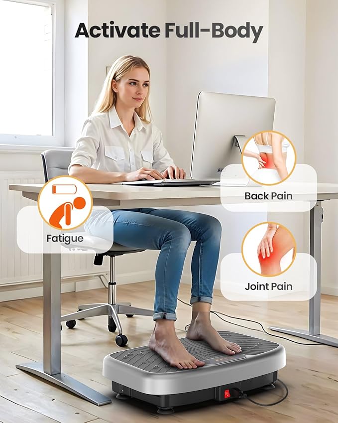 Vibration Plate Exercise Machine, Vibration Plate Platform for Lymphatic Drainage, 200 Adjustable Speeds Power Shaping Vibrating Plate Helps Weight Loss, Shaping, Max Weight 450 Lbs