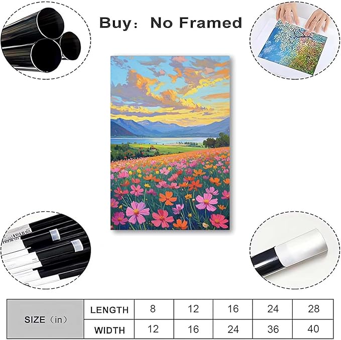 Colorful wildflowers field scenery poster artwork wall decoration wildflowers everywhere wall painting suitable for bedroom home office