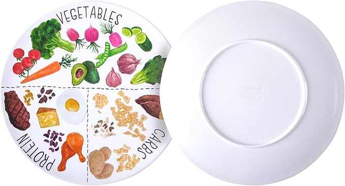 9" Portion Control Plate - Healthy Nutrition Plate for Adults and Teens, Melamine, Ideal for Weight Loss and Diabetes Management (1 Pack)