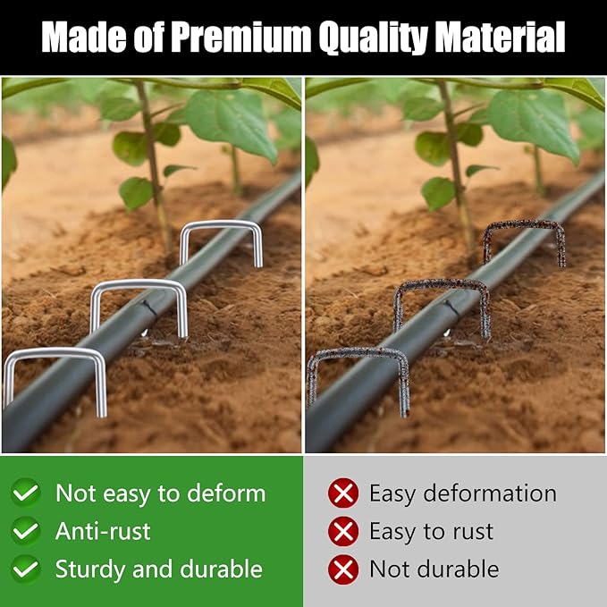 FEED GARDEN 8 Inch 50 Pack Galvanized Landscape Staples 11 Gauge Anti-Rust Garden Stakes Landscaping Fabric SOD Pins Yard Stakes for Weed Barrier Fabric