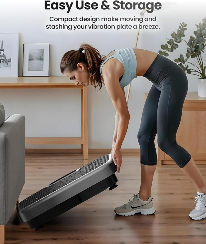 Vibration Plate Exercise Machine, Vibration Plate Platform for Lymphatic Drainage, 200 Adjustable Speeds Power Shaping Vibrating Plate Helps Weight Loss, Shaping, Max Weight 450 Lbs