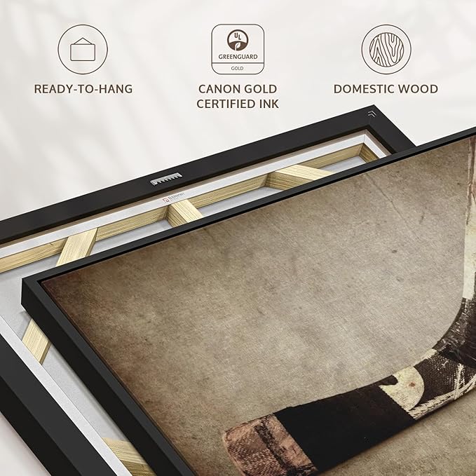 Elephant Stock Vintage Ice Hockey Wall Art - Horizontal Framed Canvas - 1-Piece Hallway Wall Decor - Photography Sports Canvas Print - Brown and Beige Decor for Wall - 40" X 27"