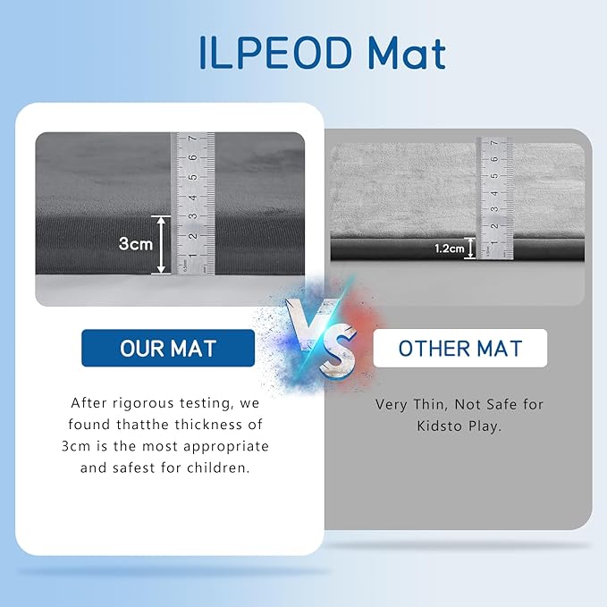 Baby Play Mat for Floor Tummy Time Mat Nursery Muscle Area Rug Playroom Rug Tatami 79"x138" Memory Foam 1.3" Thick Crawling For Babies,Toddlers, Infants, Kids,Floor(Grey)