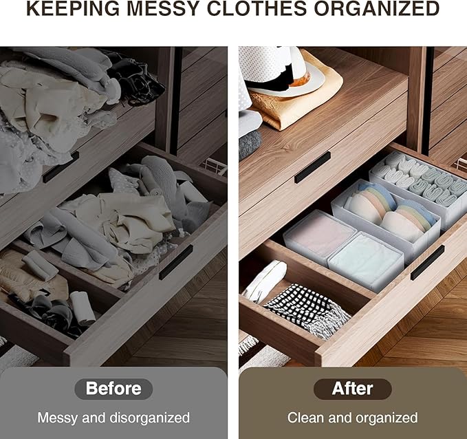 DIMJ Drawer Organizer Clothes 18 Pack - Foldable Baby Organizers and Storage & Dresser Organizer for Bedroom, Closet - Nursery Organization Dresser Dividers for underwear, Sock,Bra, Belt, Tie, White