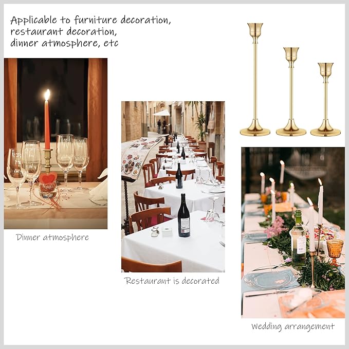 Candlestick Holders,Taper Candle Holder for Candlesticks Gold Brass Vintage Candle Stick Candle Holder Candelabra Candle Holder for Fireplace Party Dining Home