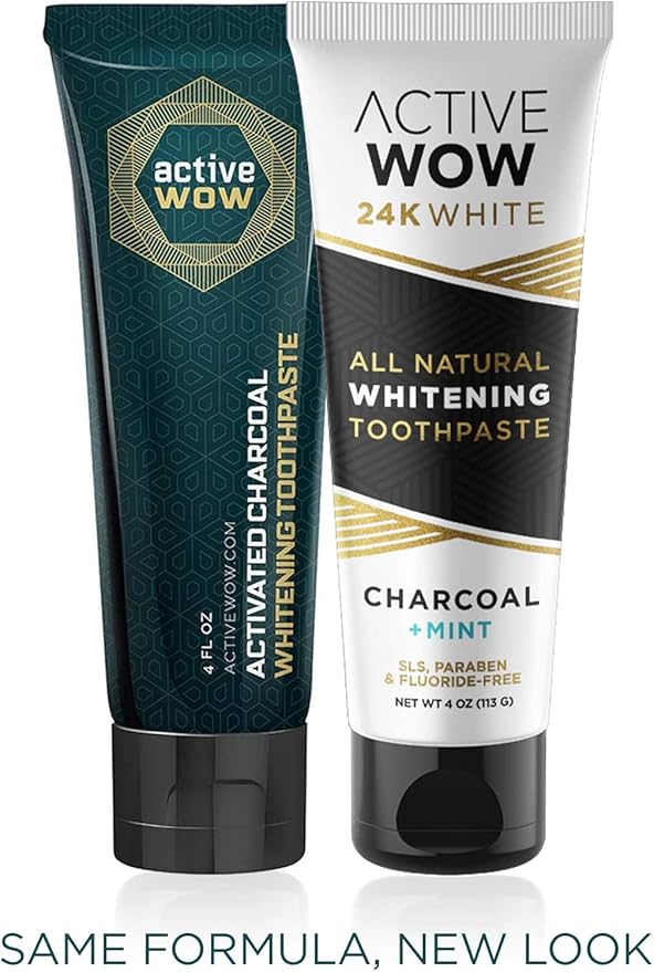 Active Wow Activated Charcoal Toothpaste - for Whitening Teeth, Made with Organic Coconut Oil & Xylitol, Charcoals Activated-Toothpaste (4 Ounce (Pack of 1)