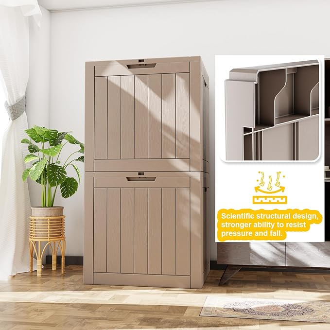 30 Gallon Deck Box Large Outdoor Storage for Patio Furniture,Outdoor Cushions,Garden Tools and Pool Supplies,Waterproof,Resin,Lockable(Grey)